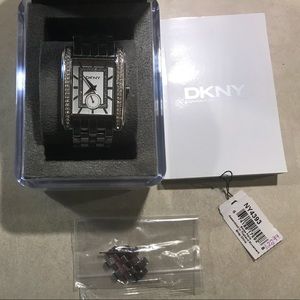 DKNY Silver and rhinestone watch